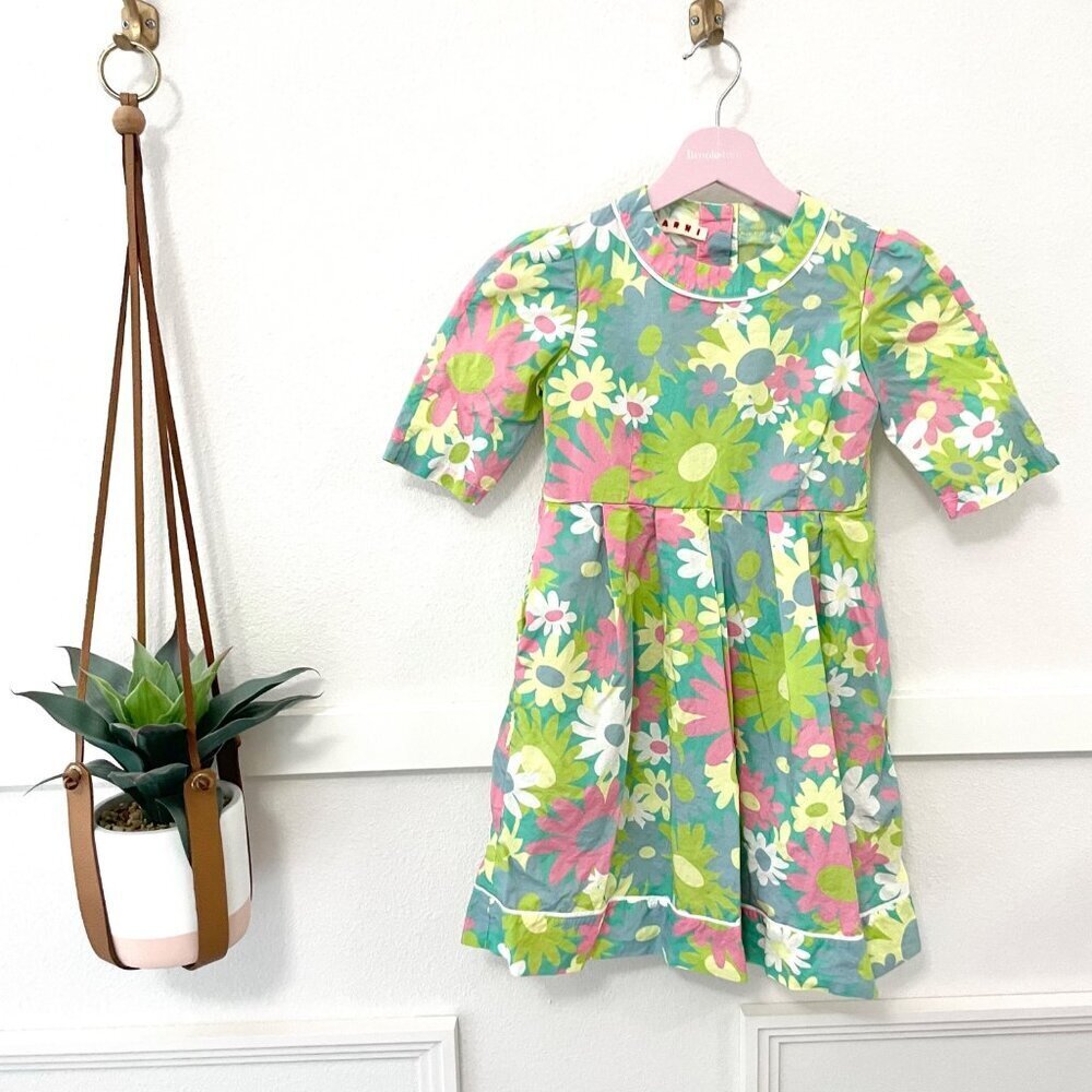 Marni Floral Print Pink Green White Sleeveless Dress Size 7